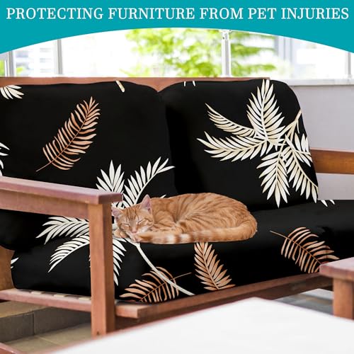 Image of 12Pcs Stretch Patio Cushion Covers,Outdoor Couch Covers Replacement,Outdoor Couch & Sofa Slipcovers,for Patio Furniture Cushion Covers,Washable Reusable Furniture Protector (Coconut Ttrees,Cover Only)