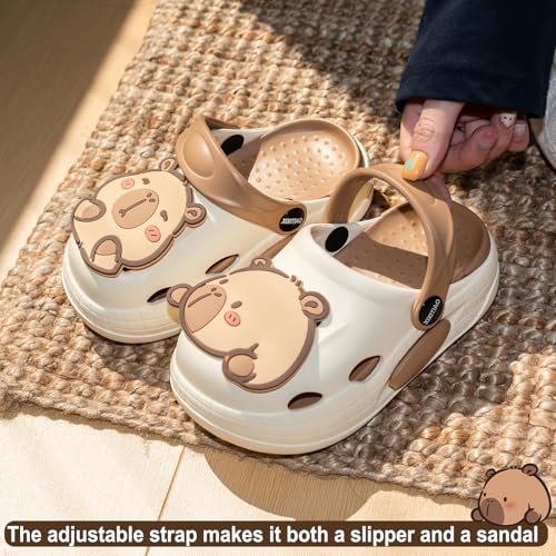 Image of Cute Capybara Slippers for Kids,Kids Girls Boys Clogs Garden Shoes,Funny Toddler Animal Slides Sandals,Water Shower Beach Pool Slippers Indoor Outdoor