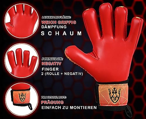Keeperking Goalkeeper Gloves Kids, Boys, Youth, Adult, Men - Goalie Glove Latex Strong Grip palms with Removable Finger Spines Protection - Football Goalkeeping Glove for Training(Red, Size 7) Keeperking Goalkeeper Gloves Kids, Boys, Youth, Adult, Men - Goalie Glove Latex Strong Grip palms with Removable Finger Spines Protection - Football Goalkeeping Glove for Training(Red, Size 7)