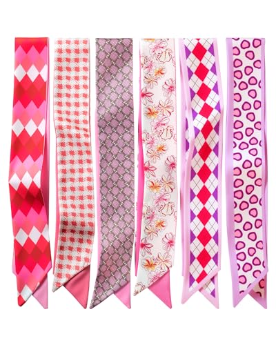 ZXZH 6 Pack Fashion Scarves for Women Multifunctional Boho Head Scarf Satin Scarf for Hair Neck Wrist and Handbag/Purse Accessories