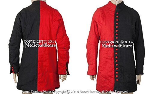 Medieval Gears Brand XXL Black & Red WMA Gambeson Arming Doublet Jacket Overcoat SCA LARP Reenactment