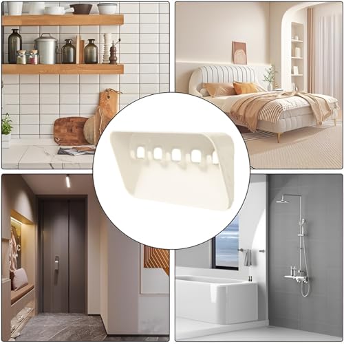 Image of JRM 6 Hook Wall Utensil Rack - Adhesive Plastic Holder for Kitchen, Bathroom & Door - Adjustable Hanger for Towels, Coats, Clothes - Space-Saving Organizer (STOARGE Rack with 5 Hooks, Pack of 3)