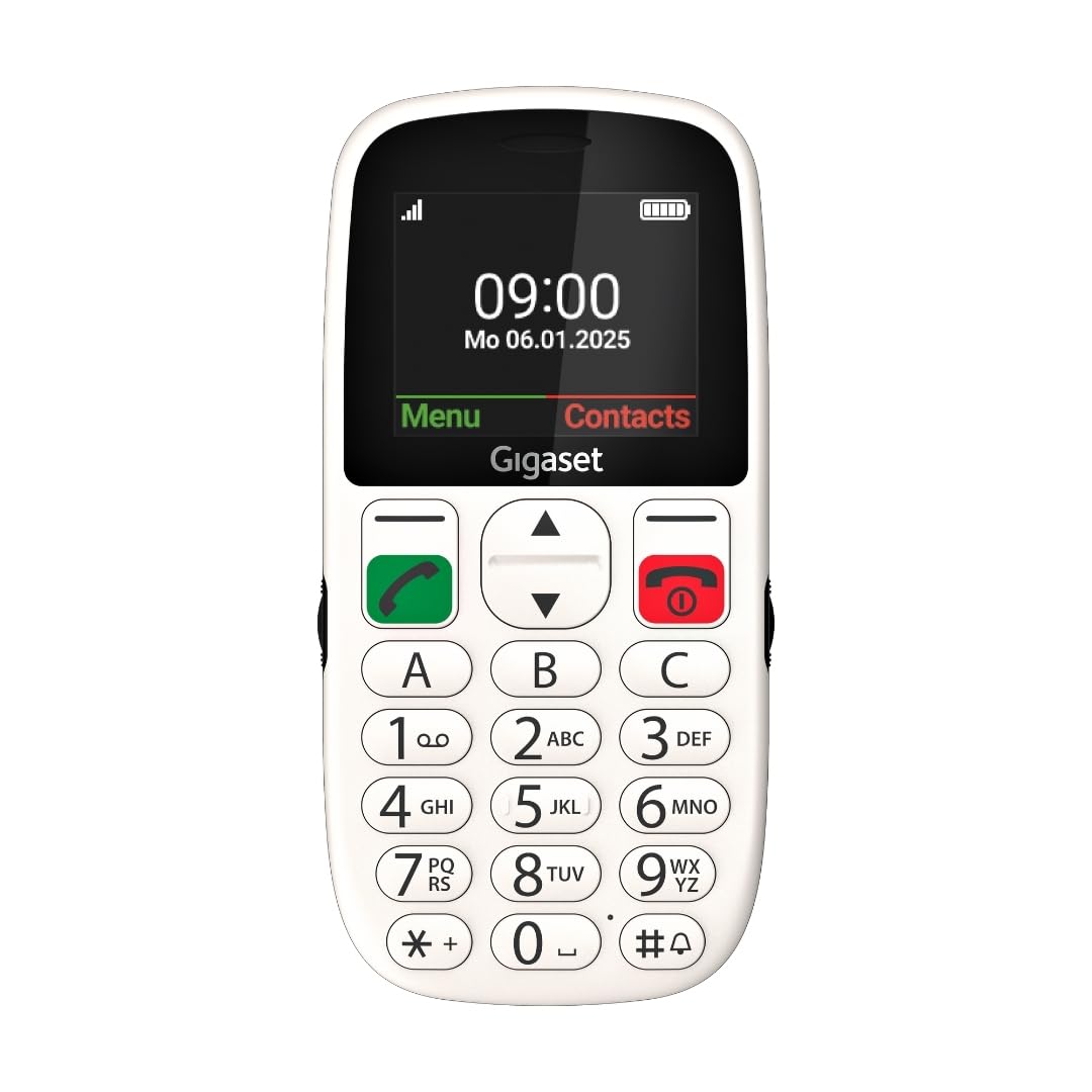 Gigaset GL395 Telefono Cellulare - Per degli anziani - tasti grandi e pulsante di emergenza SOS - Resistente a polvere e spruzzi d'acqua - Senza contratto - Display TFT a colori, Bianco perla