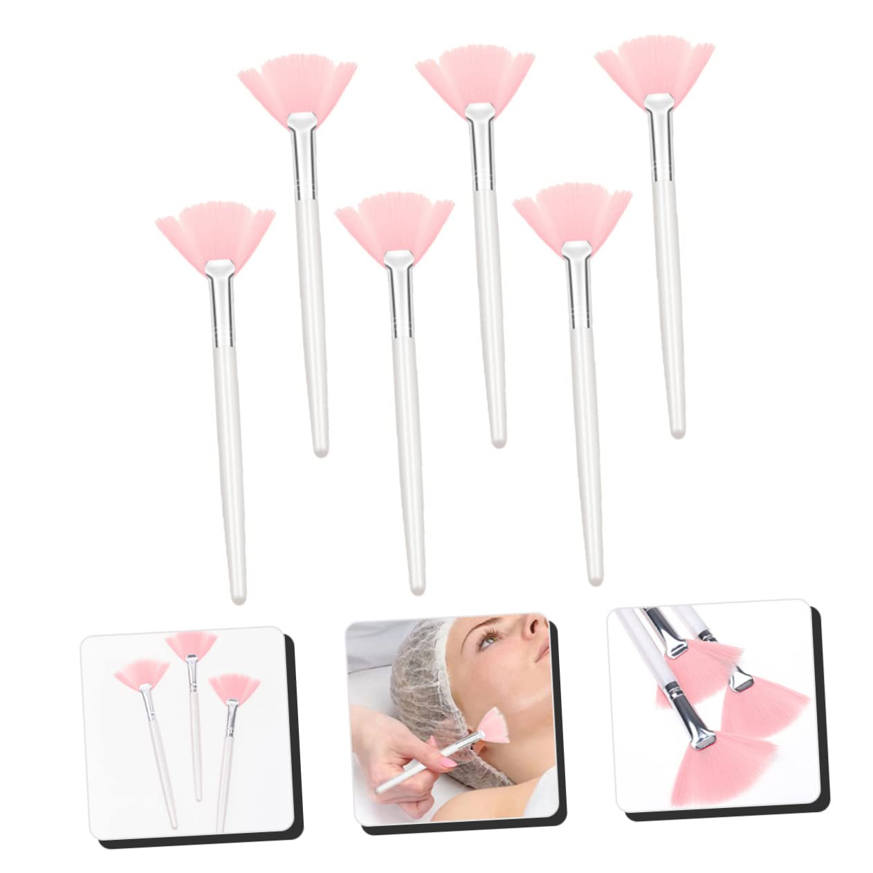 MAGICLULU 4 Set Di Pennelli Per Il Trucco Del Viso Con Manico Per Donna Set Di Pennelli Per Il Trucco Per Fondotinta E Fissante Impugnatura Comoda Per Luso 6 Pezzi*4