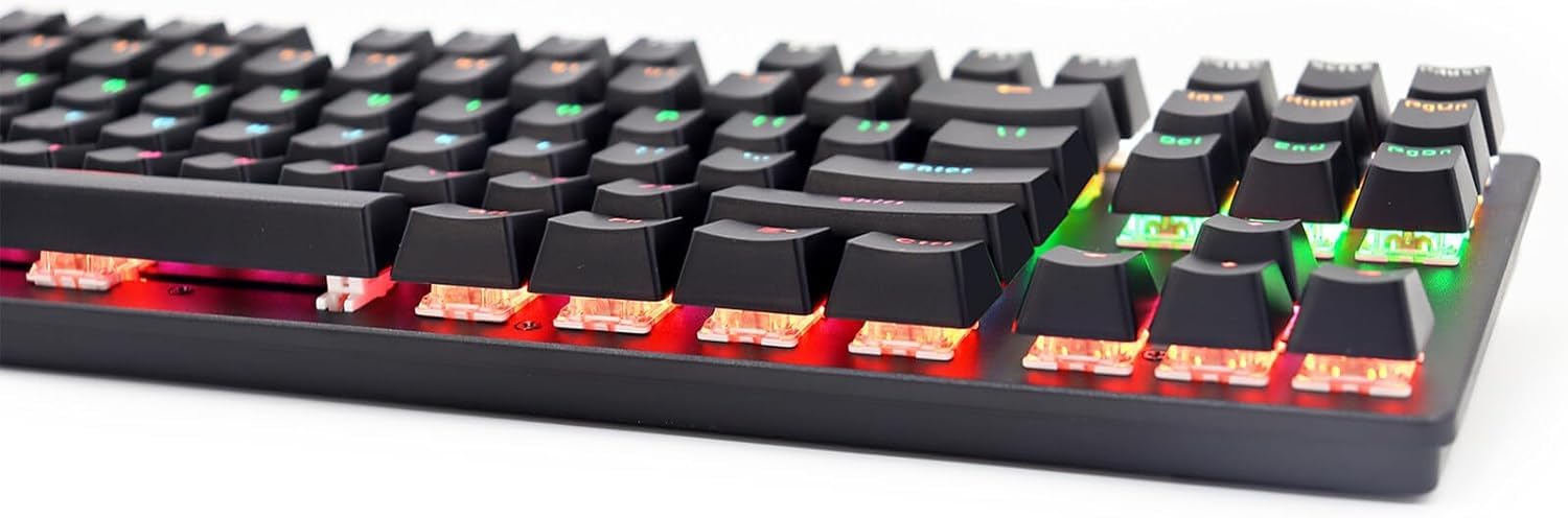 Amazon | 有線 87 キーメカニカルゲーミングキーボードレインボー