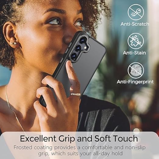 Image of DIZORO Polycarbonate Matte Case for Samsung A26 5G Translucent Frosted Hard Back Phone Case Anti-Fingerprint Anti-Slip Shockproof Protective Case Cover for Samsung A26 5G Black