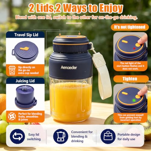 Image of 1300ML Personal Blender for Smoothies，Wireless Juicer Cup with 38 Blades, Rechargeable Travel Juicer Portable BPA-Free, Leakproof Lid, Straw, Easy-to-Clean Parts