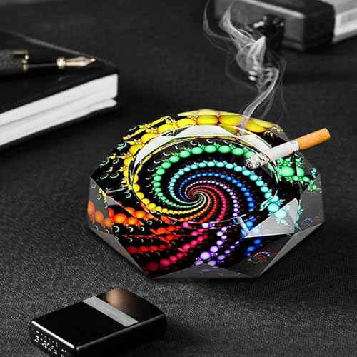 Yanxus YANXUSASHTRAY1 Ashtray, Durable Cigar Ashtray With Circle Pattern, Ashtray For Outside Patio, Decorative Glass Outdoor Ashtray, Colorful Ash Tray, Ash Tray Outdoors For Home Office Indoor Patio Outdoor Decoration thumb #1