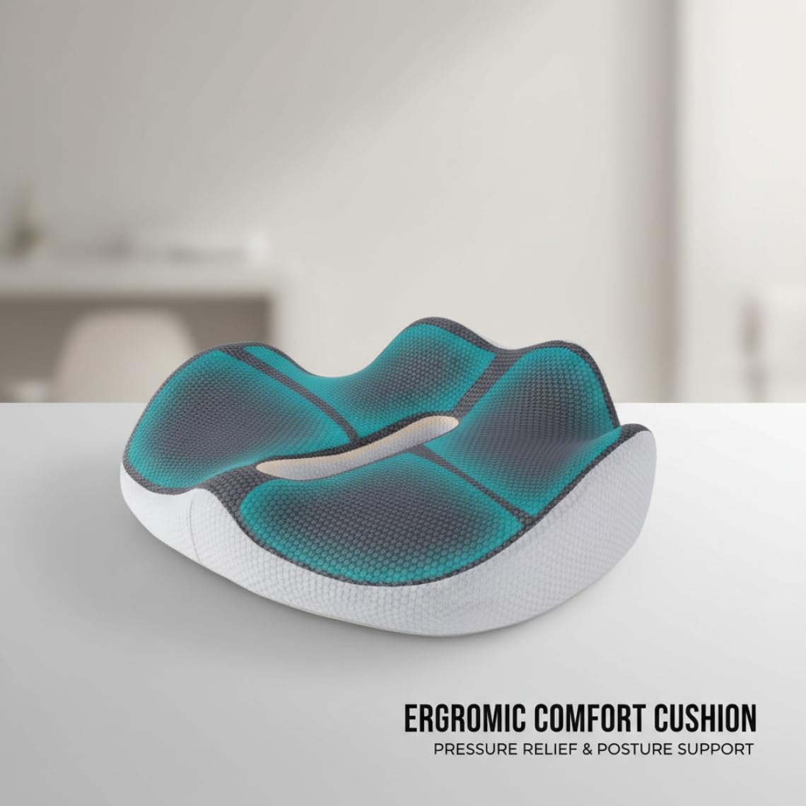 Cuscino Coccige - Cuscino ortopedico per sedile in memory foam per alleviare il mal di schiena, base antiscivolo per sedia da ufficio sedia a rotelle per auto, 37x44x10 cm