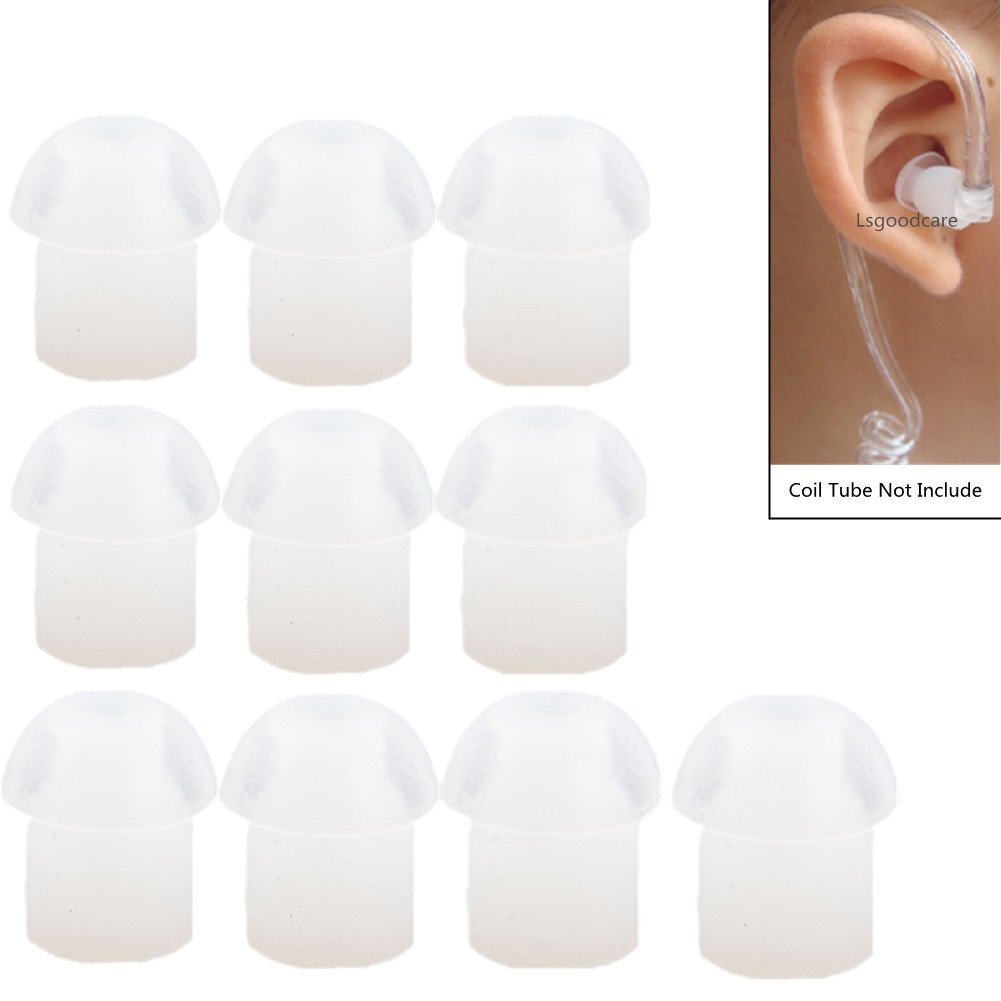 Lsgoodcare Replacement Mushroom Earbud Ear Tips White Compatible with Motorola Kenwood Midland Two Way Radio Coil Tube Audio