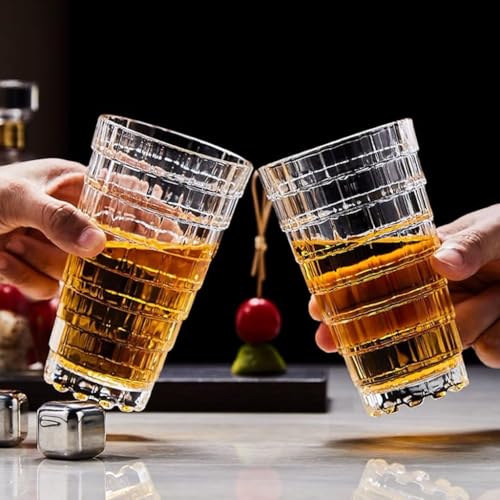 Image of Premium 350ML Juice Glasses Drinking Glasses, Highball Lead-Free Glasses, Tumblers for Water, Juice, Beer, Cocktail and Mixed Drinks - Pieces, Transparent (Hiball Glasses, 6 Count (Pack of 1))