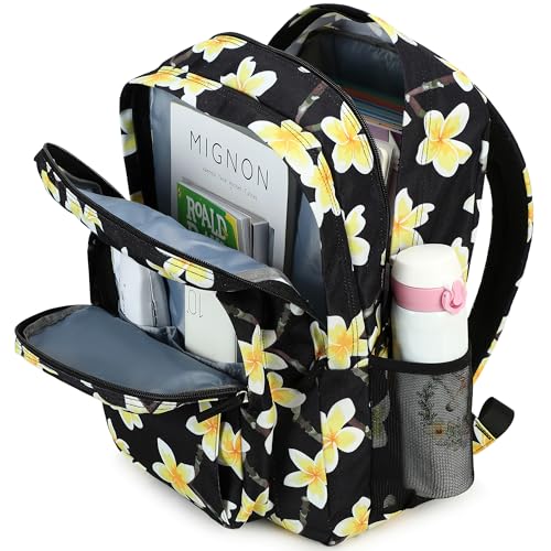 Image of abshoo Classical Basic Floral Womens School Backpack For College Teen Girls Water Resistant Bookbag (Floral Black D)