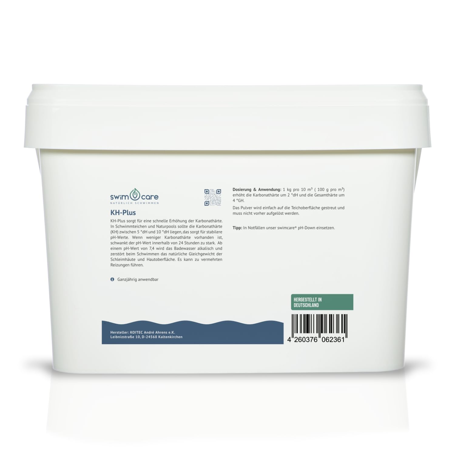 swimcare® KH-Plus - 5 kg - Erhöht die Karbonathärte in Schwimmteichen - Stabilere pH-Werte - Fördert das biologische Gleichgewicht im Teich und Naturpool