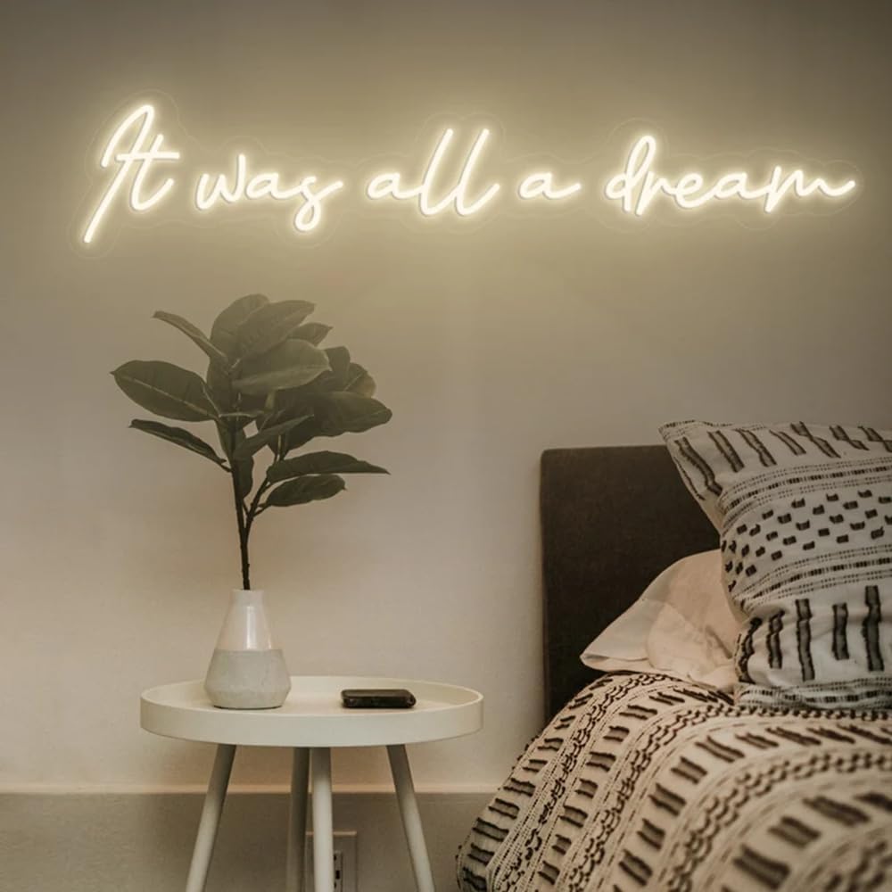 Large It Was All A Dream Custom Neon Sign, Quote Wall Art, Neon Light, Led Neon Sign, Custom Neon Wall Decor, Personalized Gifts, Quote Wall Art Size:26inch