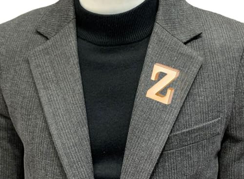 Image of vmcoatdu A-Z Initial Pins 26 Letters Pins 18K Gold Plated and Silver Tone Metal Brooch Breastpin Badge