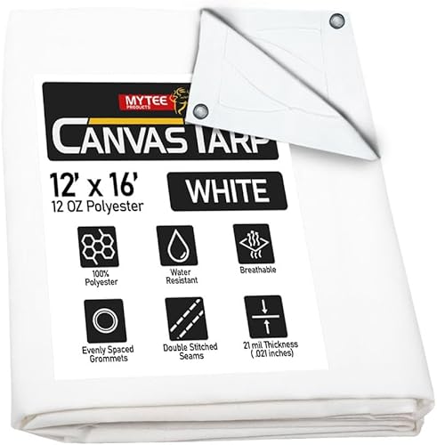 Miniatura 88 de Mytee Products Lona de lona marrón oscuro de 6 x 8 pies de 12 onzas, resistente al agua y transpirable, lonas resistentes, cubierta de lona