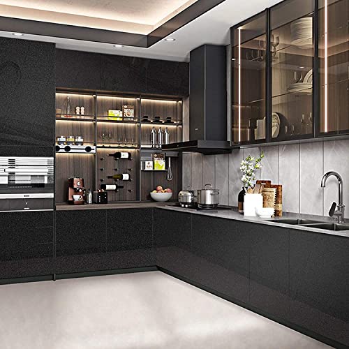 Image of KASHIVAL Aluminium Foil Stickers - Self Adhesive Wallpaper PVC Vinyl, Heat Resistant, Oil Proof for Walls, Furniture, Kitchen etc. (Size: 60 * 200 cm) (Plain Black A31)