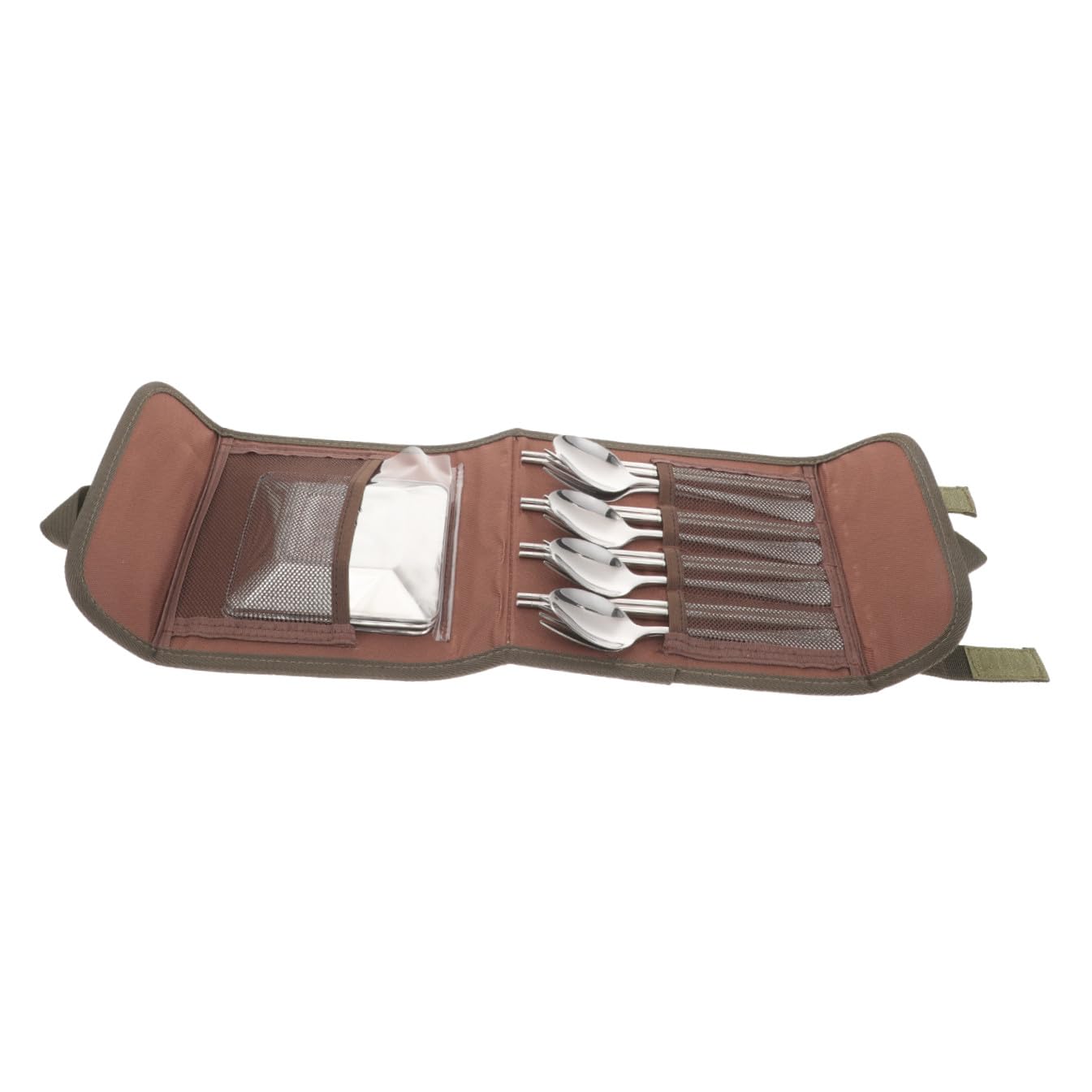 WOONEKY Set de Couverts D'extérieur en Acier Inoxydable, Ensemble de Couverts de Pique-niques, Vaisselle pour Barbecue Portable et Facile à Nettoyer avec Paquet de Couleur Aléatoire