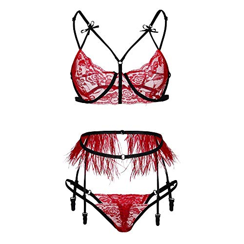 Lingerie érotique avec soutien-gorge en dentelle et jarretière pour femme