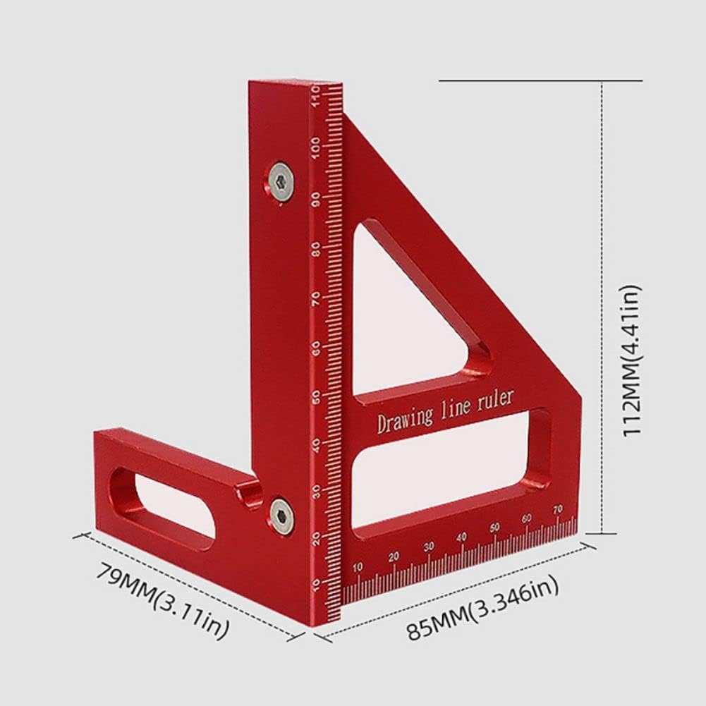 3D Multi-Angle Measuring Ruler, 45/90 Degree Aluminum Alloy Woodworking Square Protractor, Drawing Line Rulers - Image 3