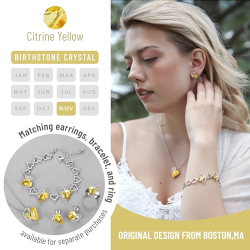 Image of Leafael Gift Necklaces for Women, Infinity Love Birthstone Heart Crystal Pendant, Birthday Anniversary Jewelry for Wife, Mom, and Her, Silver Plated, 18 inch + 2 inch Adjustable Chain