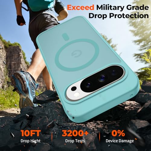 Image of SUPFINE Magnetic for Google Pixel 10 Pro Case /Pixel 10 Case with Screen Protector, (Built-in Magnets) ((Military Grade Drop Protection) Slim Translucent Shockproof Phone Case,Blue Green