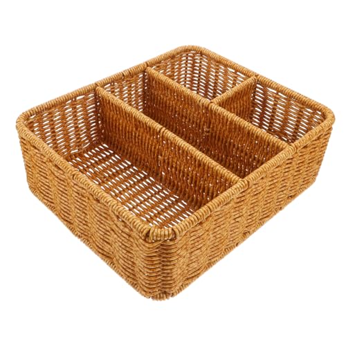 ABOOFAN Cesta de Almacenamiento Tejida Mando con Compartimentos Organizador Práctico Oficina Escritorio y Decoración