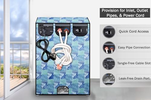 Image of Stylista Top Load Fully Automatic Washing Machine Cover Compatible for IFB 8 kg, 8.5 kg, 9 kg & 9.5 kg, Surface Pattern Blue