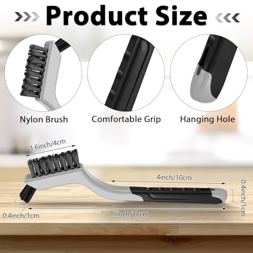 Image of Reallnaive 50 Pcs Mini Wire Brush Set 7 Inch Stainless Steel Brass Nylon Bristles Small Wire Brushes for Rust Removal Paint Scrubbing Deep Cleaning(Nylon,Gray)