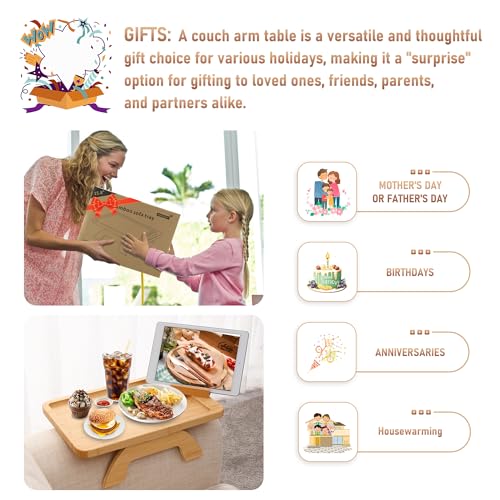 Bandeja para brazo de sofá SINWANT de bambú mesa plegable con soporte giratorio 8