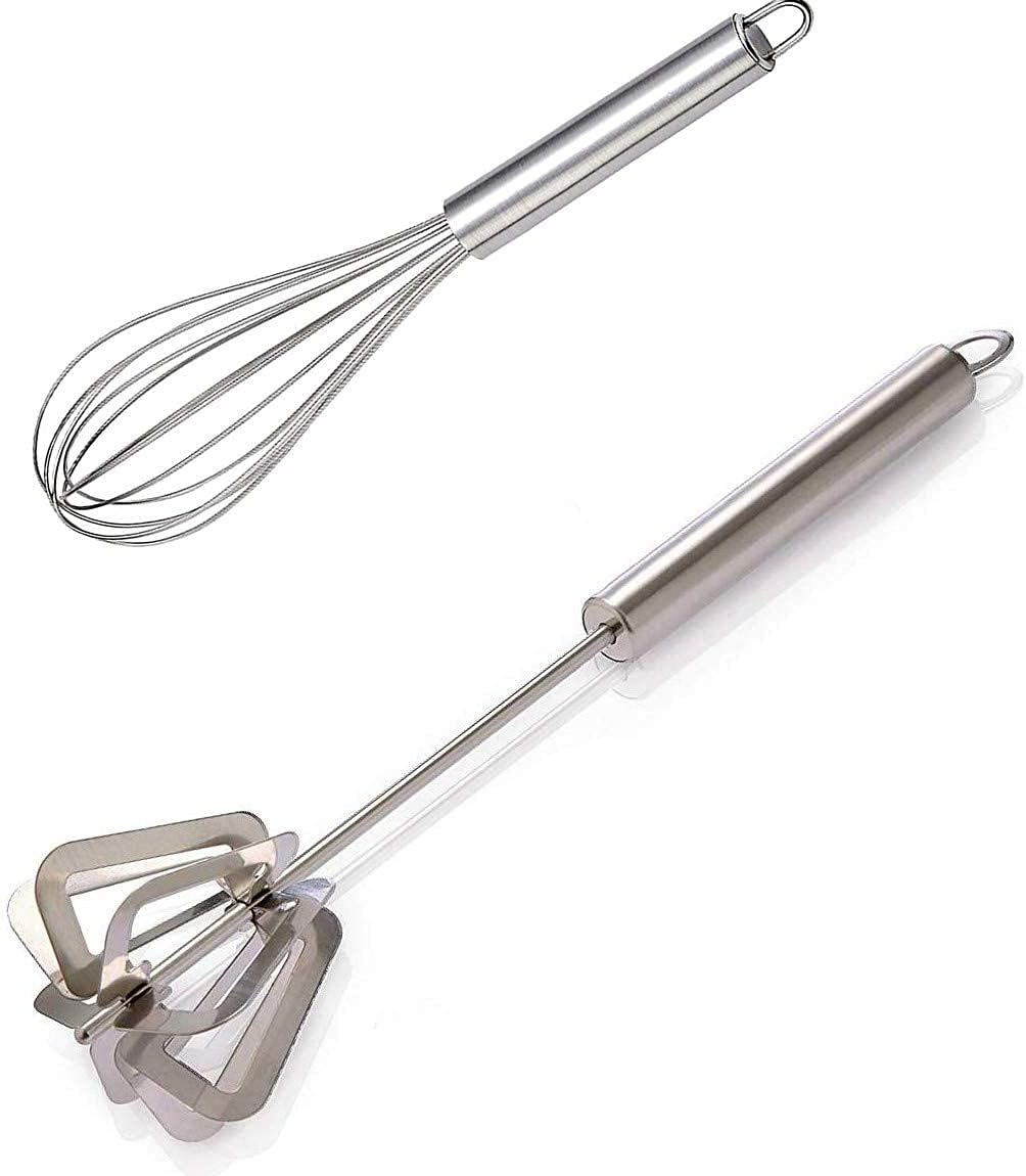 Anjali Enterprises Stainless Steel Hand Push Whisk and French Whisk Set