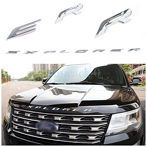 Exotic Store F-ERS 2011-2017 3D Metal (not plastic) Fit for Ford Explorer Sport Chrome Black Front Hood Emblem Letters Badge Decal (Chrome)