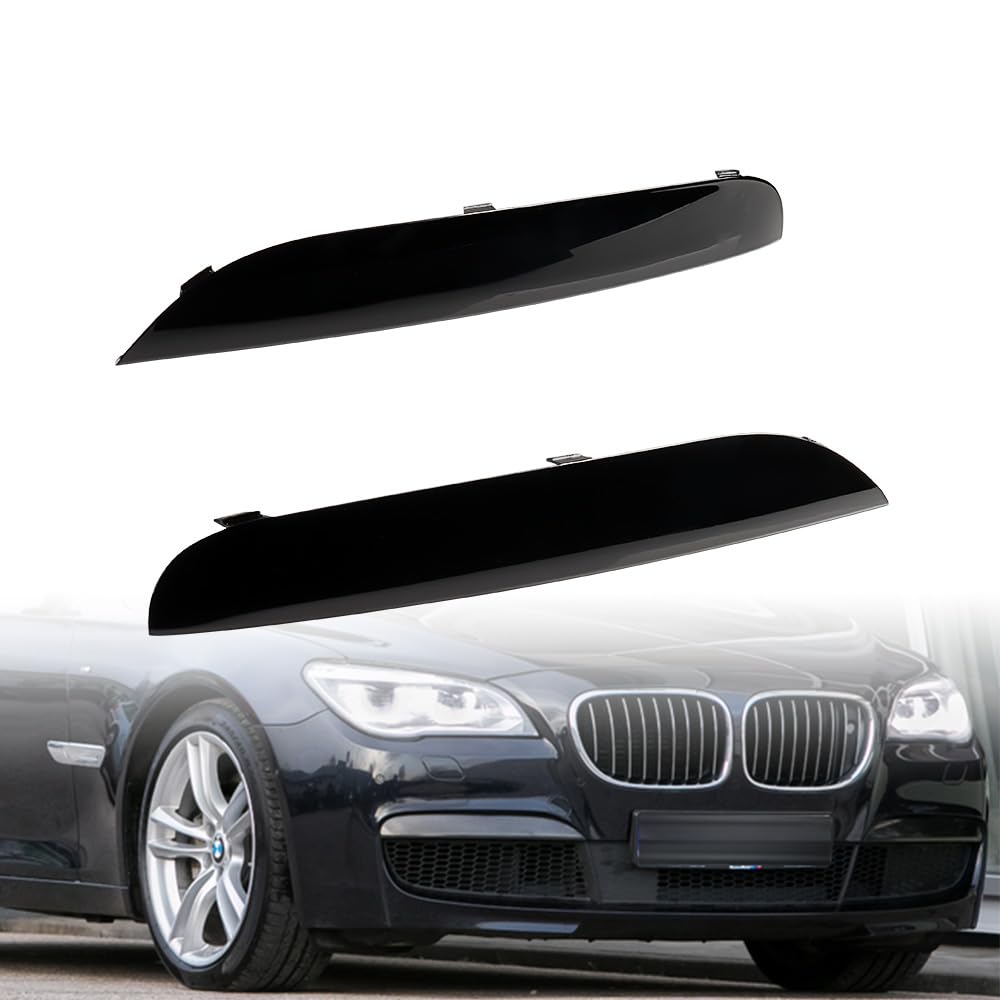 Astra Depot Replacement for 2009-2015 BMW F01 F02 740i 740Li 750i 750Li 760Li Glossy Black Front Bumper Trim 51118047727 51118047728 Driver Passenger