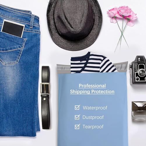 Image of Metronic Poly Mailers 12x15.5 200PC Bulk Shipping Bags, Light Blue | .Strong Self Seal Adhensive Mailers Poly Bags .Waterproof Shipping Envelopes .Mailing Bags for Clothing Small Business