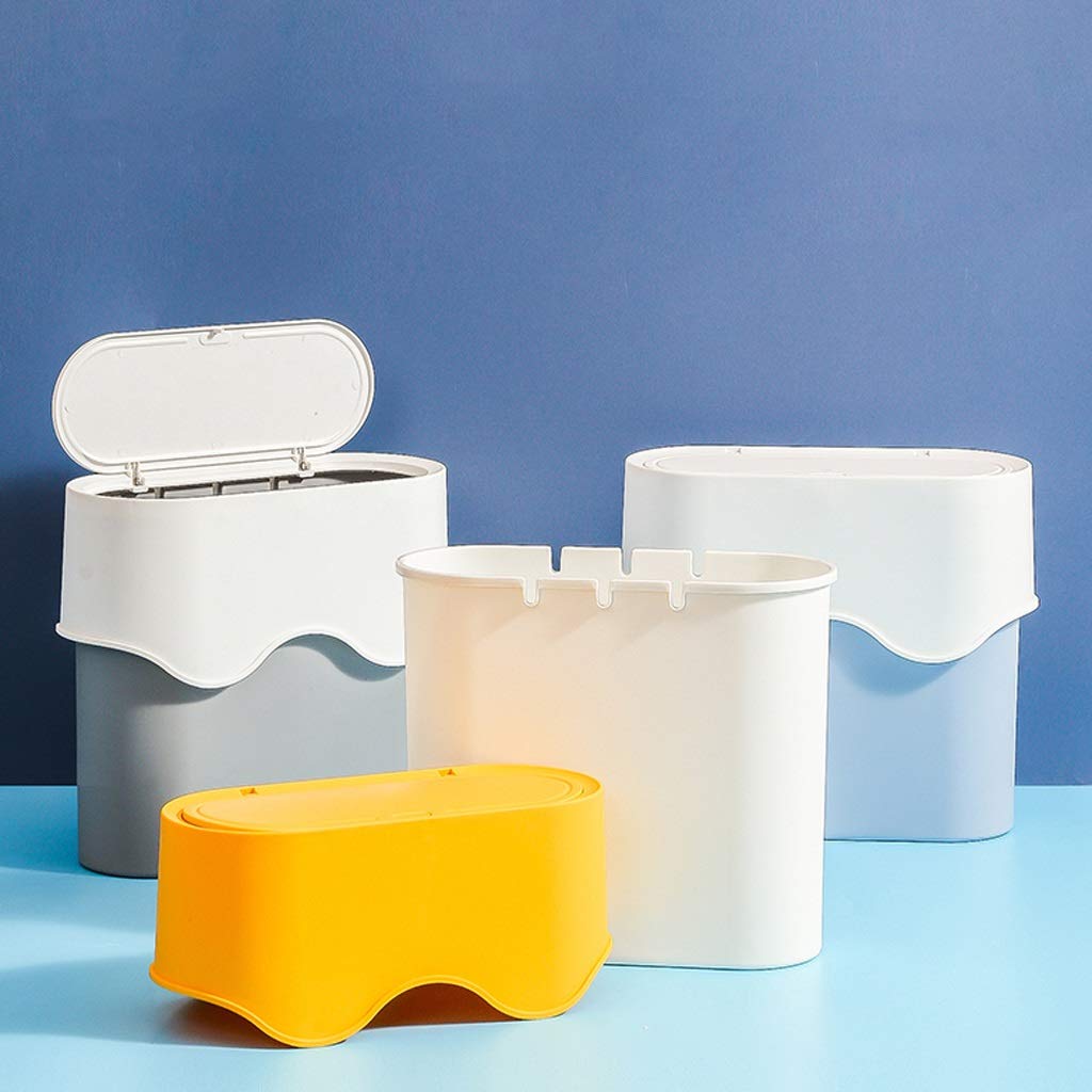 UPJAKS Cubo de Basura 1pc Bote de Basura con Tapa for el hogar de la Sala con la Tapa Creativa de baño Cocina Papel Usado Almacenamiento Bote de Basura Bote de Basura Baño (Color : Geel)