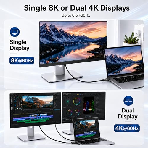 Image of USB4 Cable for Thunderbolt 4, Braided USB C to USB C Cable, 40Gbps Data Transfer, 240W Fast Charging, 8K Display, Compatible with MacBook, iPad Pro, iPhone 16 /17, SSD, Docking (6.6FT)