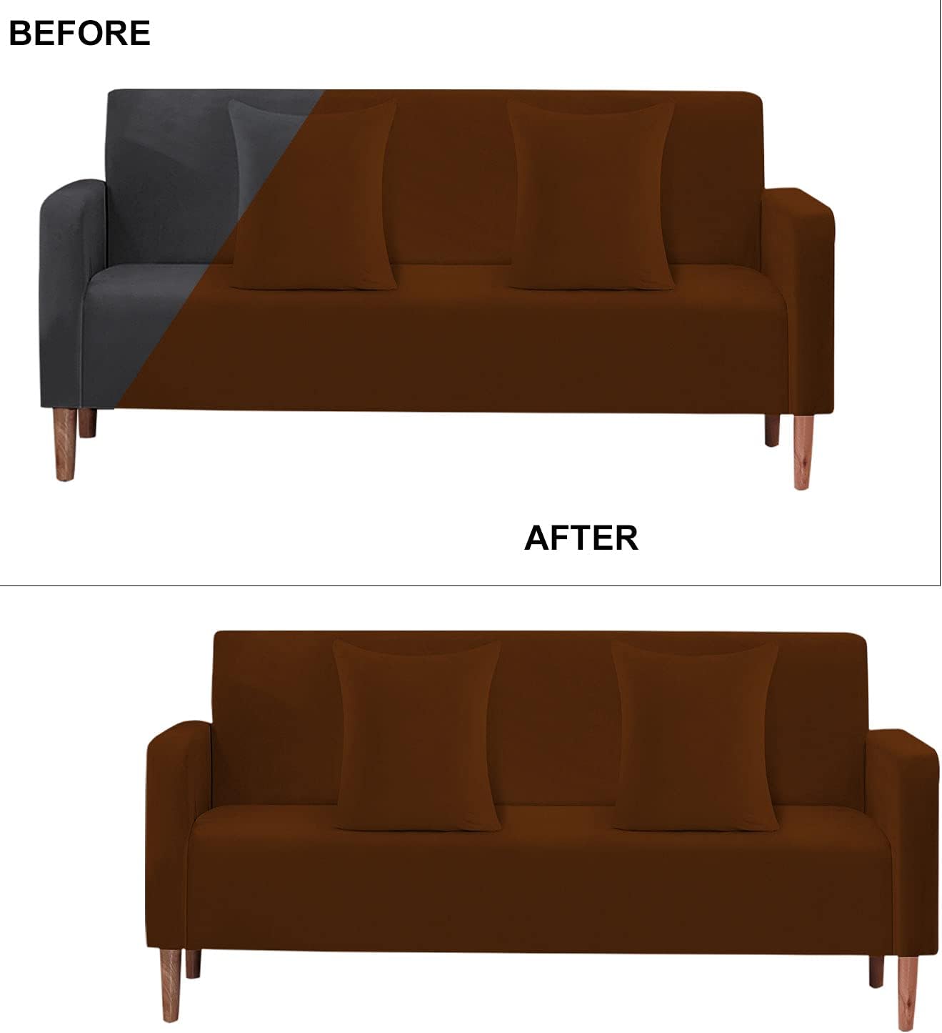 WedDecor Thick Velvet Sofa Cover 2 Seater Crushed Couch Slipcover, Super Stretch - Image 4