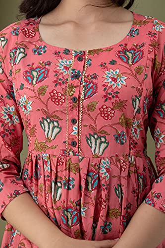 Image of Women's Rayon Printed Maternity Dress Pregnancy Casual 3 /4 Sleeve Dual Zipped for Feeding Nursing Maternity Comfort Dress Kurta
