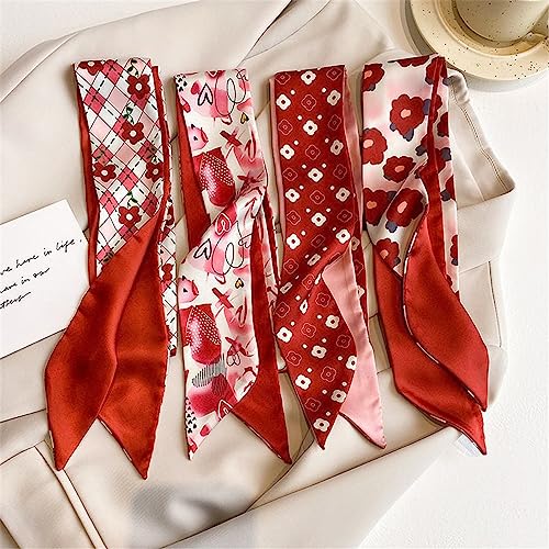 QTMY 4 Pack Purse Scarf for Bags Silk Head Scarf for Hair Handbag Women Scarfs Band Hair Neck Scarves Fashion Gifts,052