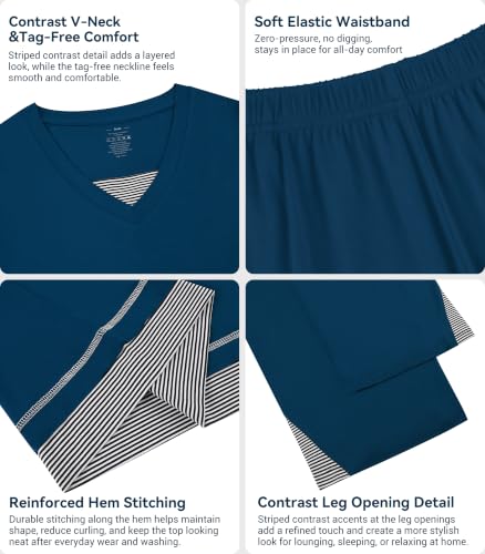 WiWi Bamboo Viscose Pajama Set — Short Sleeve & Capri — view 4