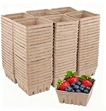 TAICHEUT 120 Pack Natural Pulp Fiber Berry Baskets, Small Farmers Market Produce Paper Pulp Fruit Baskets, Strawberry Paper Basket for Hold Different Fruit