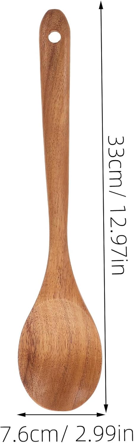 2-pcs Heat-resistant Acacia Wood Strainer Spoon and Long Noodle Spoon Set, Smooth Surface Cooking Utensils for Non-stick Pans, Kitchen Accessories for Stirring and Serving