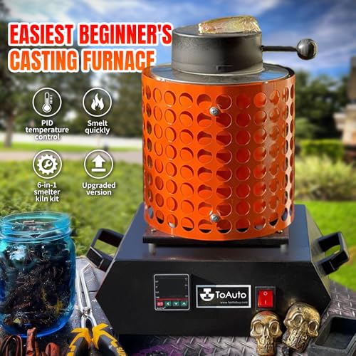 TOAUTO Upgraded Gold Melting Furnace TGF3000-V1.1, 1+3 KG Electric Digital Smelting Furnace 1400W 2100F PID Smelter Kiln Kit Casting Refining Jewelry Precious Metals Gold Silver Copper Aluminum (110V)
