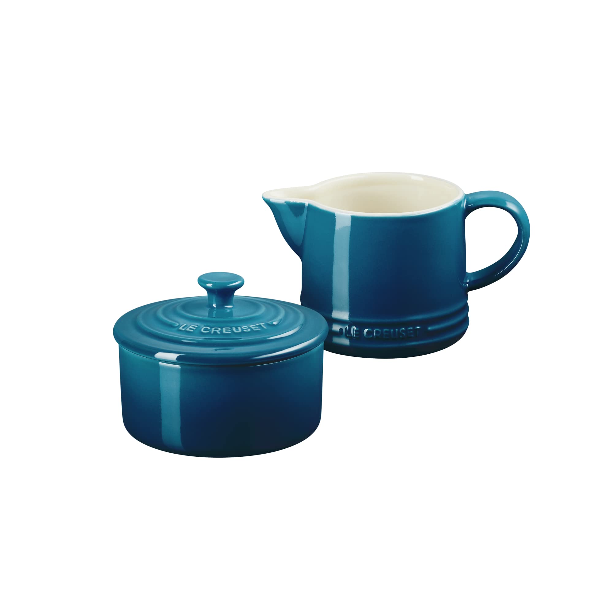 Le Creuset Stoneware Signature, Deep Teal Cream &amp; Sugar Set, Cream: 300 ml, Sugar: 8oz