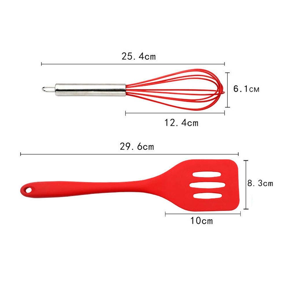 Juego de Utensilios de Cocina de Silicona, espátula Antiadherente, Pala con Mango de Madera, Juego de Utensilios de Cocina