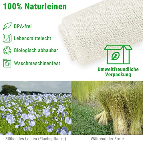 ecooe Strain Cloth 100% Natural Material 50 * 50cm Reusable Cheese Cloth Tear Resistance Filter Cloth for Nut Milk Cheese Fruit and Vegetable Juice (2 Pieces) - Image 2
