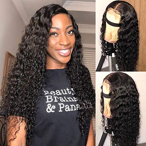 13X4 Lace Front Wigs Human Hair Pre Plucked Water Wave Brazilian Remy Hair Wig 150% Density Natural Hairline With Baby Hair Free Part Bleached Knots Natural Black For Women 28 inch …