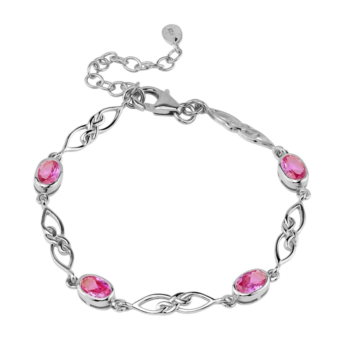 Silvershake Birthstone Gemstones White Gold Plated or Yellow Gold Plated 925 Sterling Silver Scroll/Filigree Celtic Knot Weave 7.25 to 8.75 Inch with Adjustable Extension Bracelet Jewelry for Women