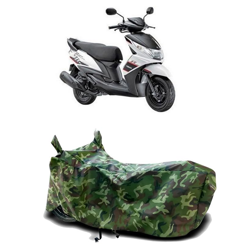 Image of DUFFEL-100% Heat Protection Two Wheeler Bike /Scooty Body Cover for Yamaha Ray Z BS6 Water Resistance /UV-Rays /Birds Dropping /Scratchproof /Dust Proof /Waterproof[Green Jungle Print]