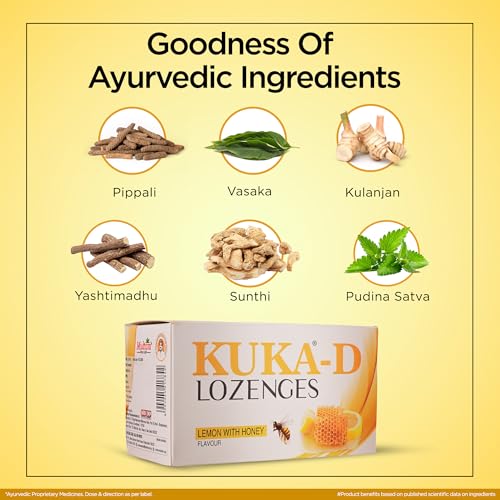 Image of Multani Kuka-D Cough Lozenges (8x6-Strip) | Lemon & Honey Drop | Quick Relief From Cough, Sore Throat & Throat Irritation | Ayurvedic Cough Relief Products (48 Lozenges)